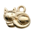 Pendentif chat doré en alliage pour création de bijoux DIY avec gravures - Style Chat Enroulé (18282)