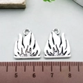 Silver flame pendant DIY charms for jewelry making, metal finish with textured details - Flame Style (21417)