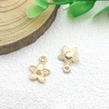 Golden flower charms for DIY jewelry making with detailed radial textured petals - 1pc Small Flower Charm