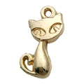 Pendentif chat en alliage doré KC poli pour la création de bijoux et accessoires DIY - Breloque Chat Animal (18331)