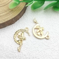 Golden moon fairy charms for DIY jewelry making, showing front and back details - 1pc Moon Angel Charm