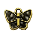 Antique gold butterfly alloy charm pendant with textured wings for DIY jewelry making - Butterfly (11079)