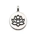 Pendentif fleur de lotus en métal argenté pour colliers et création de bijoux DIY - Disque Rond Relief Yoga Zen (10425)