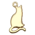 Charmant pendentif chat assis en alliage d'or KC poli pour la création de bijoux DIY - Style Chat Vue de Dos (20625)