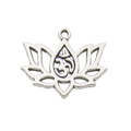 Pendentif lotus en argent antique avec symbole Om creux pour création de bijoux - Lotus Creux Symbole Om (10427)