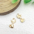 Golden cat metal charms for DIY jewelry making and handmade craft accessories - 1pc Cat Charm A
