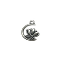 Pendentif lune et fleur de lotus en argent antique pour la création de bijoux DIY - Lotus Croissant Support Lune (15692)