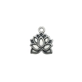 Pendentif breloque lotus en argent antique pour la création de colliers et boucles d'oreilles - Petit Lotus Multicouche Exquis (15693)