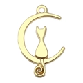 Pendentif chat et lune en alliage doré pour création de colliers et bracelets DIY - Style Chat Lune (20630)