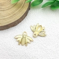 Pair of KC gold honey bee metal pendants with detailed texture for DIY jewelry making - 1pc Insect Bee Charm