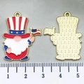 Patriotic gnome enamel alloy pendant with American flag design and gold plating - Red Star-Spangled Flag Gnome (21710) / 30x23mm