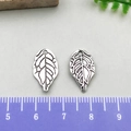 Pendentifs feuilles en alliage argent antique pour bijoux DIY avec nervures réalistes - Pendentif Texture Réaliste (10414)