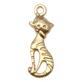 Pendentif chat doré en alliage avec rayures pour bijoux DIY et bracelets - Style Chat Rayé (20631)