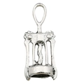 Ciondolo apribottiglie argento per gioielli con finitura vintage e passante rotondo - Stile Cavatappi Realistico Argento Antico (10558)