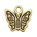 Golden alloy butterfly pendant charm with detailed embossing for DIY jewelry making - Butterfly (20171)