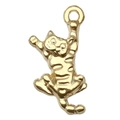 Pendentif chat doré en alliage avec détails rayés pour la fabrication de bijoux DIY - Style Chat Mignon (20634)