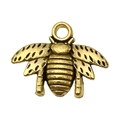 Antique gold bee charm pendant with textured wings for DIY jewelry making - Bee (20172)
