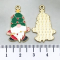 Kerstkabouter hanger van legering met groene boomhoed op een meetlat geplaatst - Groene Kerstboom Hoed Kabouter (21713) / 30x18mm