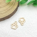 Golden alloy dog paw hollow pendant for DIY jewelry making and keychain accessories - 1pc Bear Paw Charm