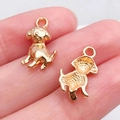 Golden alloy dog charm pendants for DIY necklaces and earrings jewelry making - Sitting Dog Charm (20518)