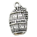 Ciondolo a botte di vino in argento con uva per collane DIY e accessori portachiavi - Stile Botte Vino Argento Antico (10561)