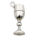 Ciondolo calice di vino in lega argentata con trama martellata per gioielli fai da te - Stile Bicchiere Strutturato Argento Antico (10562)