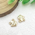 DIY KC gold elephant charm pendant with floral engraving for jewelry making - 1pc Elephant Charm B