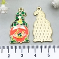 St. Patrick's Day gnome emaille hanger met groen geruite hoed en klavertje - Groene Klaver St. Patrick Kabouter (21715) / 30x15mm