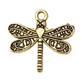 Antique gold dragonfly pendant with detailed wing textures for DIY jewelry making - Dragonfly (20175)