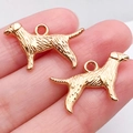 Golden Labrador dog charm pendants with realistic fur texture for DIY jewelry making - Long-Haired Dog Charm (20520)