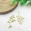 Golden dolphin charm set for DIY jewelry with solid and hollow dolphin designs - 1pc Dolphin Charm
