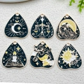 Tarot heart sun charm set with black enamel and gold alloy for DIY jewelry making - Drip Oil Black Heart Tarot Card Set (Mixed 6PCS)