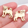 Pug dog shaped metal pendant in bright gold finish for DIY jewelry and accessories - Pug Dog Charm (20522)
