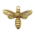 Antique gold bee alloy charm with detailed wings and textured body for DIY jewelry making - Bee (20178)