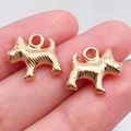 Golden Scottish Terrier dog charm pendants with textured metal finish and hanging ring - Long-Haired Dog Charm (20523)