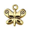 Antique gold finish butterfly pendant with intricate black spiral patterns for DIY jewelry - Butterfly (20179)