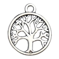 Retro silver tree of life alloy round pendant for DIY jewelry and necklaces - Round Hollow Tree Of Life (4088)