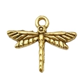 Golden dragonfly pendant charm in antique style for DIY necklace and jewelry making - Dragonfly (20181)