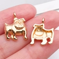 Golden bulldog animal charms with detailed relief for DIY jewelry making and pendants - Pug Charm (20526)