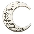 Silberner Mondanhänger mit Gravur I Love You To The Moon and Back für Ketten - Buchstabe Mond I Love (7911)