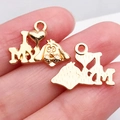 Rose gold metal dog pendant accessory with I Love My text and puppy silhouette - I MY Dog Charm (20527)