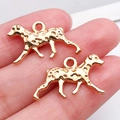 Golden dalmatian dog pendant charm for DIY necklaces and keychains in a two-piece set - Walking Dalmatian Charm (20528)