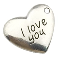 Herzanhänger aus Silber mit Gravur I love you für DIY-Schmuck und Halskettenzubehör - Herz I Love You (8008)