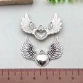 Antique silver heart with wings alloy charm for DIY jewelry, 3cm width scale view - Heart Wing Style (B220)