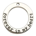 Runder Silberanhänger mit forever in my heart Gravur für DIY-Schmuckherstellung - Forever In My Heart Doppelseitiger Ring (8690)
