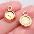 Golden dog bowl pendant with bone motif and THE DOG engraving for DIY jewelry - Dog Bowl Bone Charm (20532)