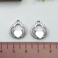 Antique silver heart wings charms in alloy for DIY jewelry necklaces and bracelets - Double Sided Heart Wing (10054)