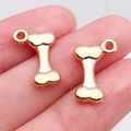 Rose gold bone pendant with hanging ring for DIY necklaces and pet jewelry making - Bone Charm (20533)