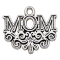 Silberner MOM-Anhänger mit Vintage-Filigranmustern und praktischem Aufhängering - Doppelseitiger Mom Muttertag Buchstabe (10343)