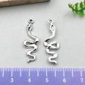 Silver snake charms for DIY jewelry making, 4cm long pendants with polished metallic finish - Crawling Snake Pendant (15893)